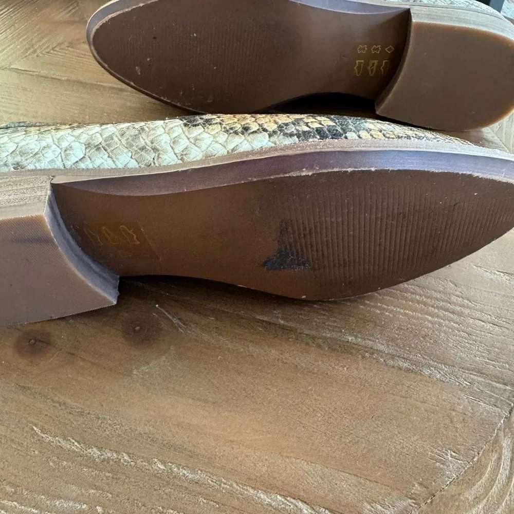 Madewell The Frances Loafer in Snake Animal Print Embossed Leather Shoes Size 7